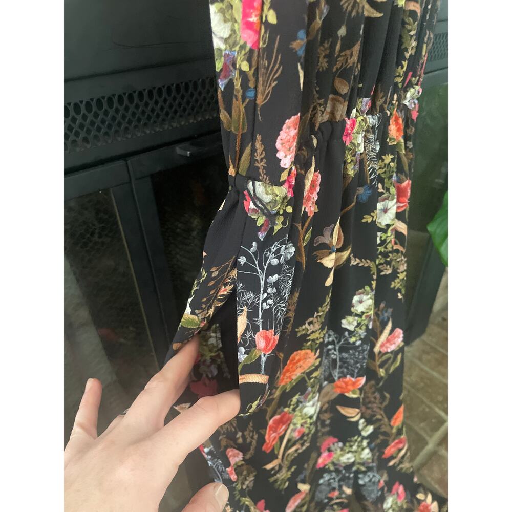 Marella Floral Wide Leg Jumpsuit Small Black Surplice Garden Girl - Picture 5 of 9